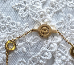 Vintage Bracelet Swan Signed Swarovski Crystals Geometric Chain Gold Tone 7.5″ L