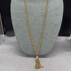 Vintage Necklace Tassel Pendant Textured Gold Tone Links 36 Inches
