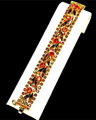 RARE JULIANA D&E GOLD-TONE ORANGE TOPAZ RHINESTONE STICKS & STONES BRACELET BOOK