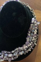 Vintage 4 Strand Stunning Opalite & Amethyst& Glass Beaded Necklace Gorgeous 20”
