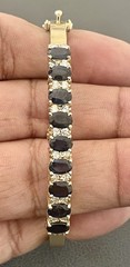 14k Yellow Gold 5.4CTW Sapphire and 0.60CTW Diamond Bangle Bracelet (F263)