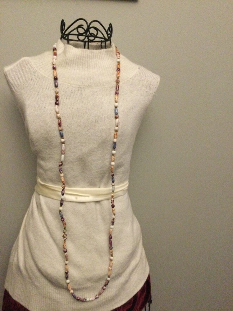 Stunning Vintage Estate Long Glass Beaded Necklace Varied Purple colors