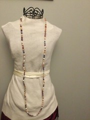 Stunning Vintage Estate Long Glass Beaded Necklace Varied Purple colors