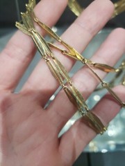 Multi chain links 6 layer Bib Necklace, c.1970-80s gold tone metal vintage