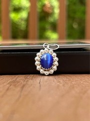NOT AVAILABLE ! 925 Hazy Blue Dainty Sterling Silver Vintage Pendant