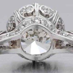 Art Deco Style White Lab Created Diamond Engagement 14K White Gold Finish Ring