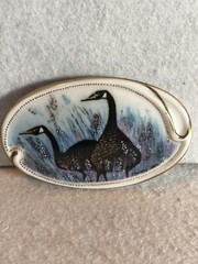 P. Buckley Moss 1992 Geese Pin Brooch #6213 Membership Anna Perenna Porcelain
