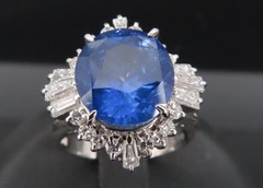 GIA 5.14ct Cornflower Blue Sapphire & 0.69ct Diamond Platinum Ring, Size 5.75