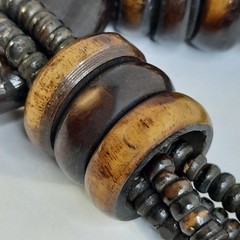 Wooden O-Ring Chunky Boho Necklace Organic Tribal Beads Needs Restrung Ethnic DM