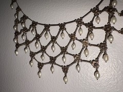Antique Art Deco Open Sterling flowers teardrop pearls 1920s one of a kind