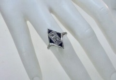 Antique Art Deco 1920’s Belais 18k Diamond & French Cut Blue Stone Ring