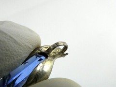 Vintage Sterling Silver Blue Glass Point with Two Dolphins Pendant 6g 1.5 Inches