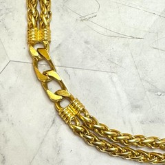 Vintage Givenchy Gold Tone Necklace Multi Strand Curb & Foxtail Chain Signed