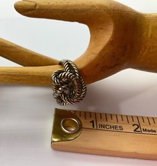 Vintage Knotted Rope Nautical Coastal Ring Antique Gold Tone Sz 6.5