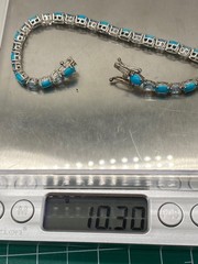 Sterling Silver Turquoise & Blue Topaz Tennis Bracelet