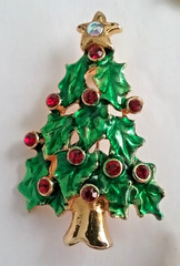 6 Vintage Napier Gerry KC Christmas Brooches Pins Gold Silver Tone Rhinestone