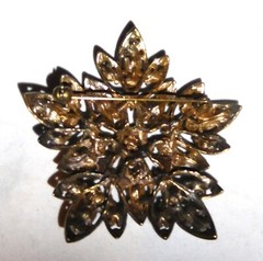 Exquisite Vintage Blue, Green & Fuschia Crystal Gold-Tone Sunburst Brooch/Pin