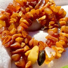 Vintage Baltic Amber Necklace 15.5” Choker Natural Raw Freeform Amber Beads