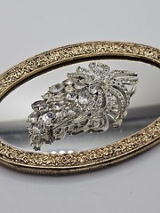 Vintage Elegant Francois Signed Silver Tone Clear Rhinestone Spray Brooch