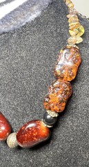 Vintage Yousi SChunky Mixed Gemstone Necklace & Earrings Stone & Glass Beads 14”