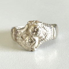 Vintage 925 Sterling Silver Smiling Facing Unique Band Ring Size 6.25