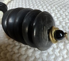 Vintage 18” Bone Wood Disc Horn Glass Beaded Artistic Necklace Cream Black