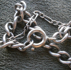 Curb Chain Link Figaro Safety Chain Vintage Sterling Silver Bracelet 7.5″ ~ 9.6g