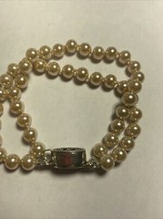 Bracelet 2 strand faux pearls Sterling Clasp Vintage Unused Mint Condition