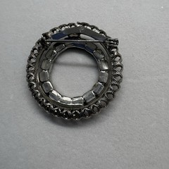 Blue Rhinestone Double Ring Brooch Pin