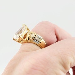 Vtg Sz 7 Ring Cocktail ESPO Lg Teardrop Cubic Zirconia 14KTGE Jewelry Esposito