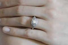 1 CT White Round Cut Simulated Diamond Retro Art Deco Antique Ring In 925 Silver