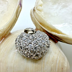 VINTAGE 80s 925 STERLING SILVER CZ HEART SHAPE PENDANT