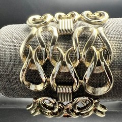 1960s Sarah Coventry Gold Tone Wide Scroll Panel Bracelet, Signed Vintage