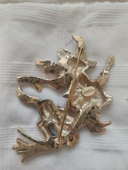 VTG NOS Bob Mackie Halloween Witch Flying Broomstick Black Cat Enameled Brooch