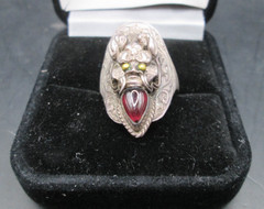 Vintage Nepalese Sterling Silver Handmade Dragon Ring Size 8.75 *