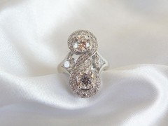 Vintage Sterling Silver 925 CZ Large Antique Style Ring Size 6