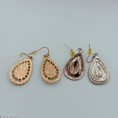 Lot Of 3 Pairs Of Earrings Boho Retro Stud And Hook Beaded Jeweled Teardrop