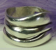 Vintage Triple band Wave 1/2″ N – S Sterling Silver 0.925 pinky band Ring size 5