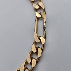 Vintage Gold Filled / Rolled Gold – 6 mm Blocky Flat Figaro Chain Bracelet 8.25″