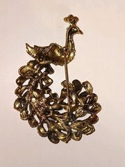 Multicolor Rainbow Rhinestone Peacock Brooch