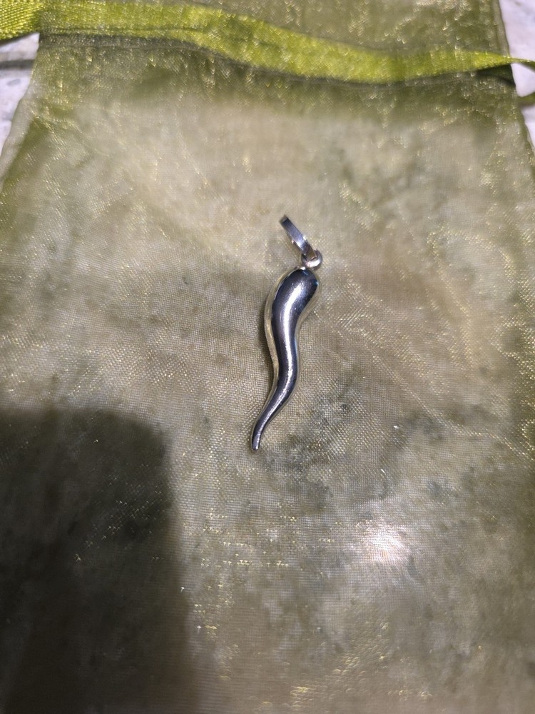Vintage Sterling Silver 925 Italian Horn Pendant