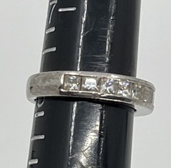 Vintage Estate Sterling Silver & Sparkly Cubic Zirconia Pave Ring Size 8