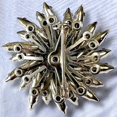 Rhinestone Starburst Brooch Atomic Smoky Gray Vintage Mid Century Pin