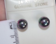 Old Stock 9MM Gray Majorca Round Pearl Stud Earrings