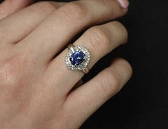Fine 2.37ct GIA Madagascar Sapphire & 0.54ct Diamond Platinum Ring Size 6.75