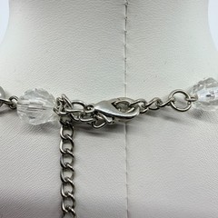 Vintage Silver Tone Mother of Pearl Necklace Multi Strand Cluster Charm Bib Boho
