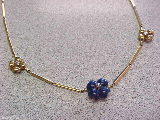 GUCCI signed 18k Gold Diamond and Lapis Lazuli Necklace Make Offer