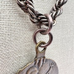 Vintage Y2K Rope Chain Silver-Tone Britannia Penny Medallion Pendant Necklace