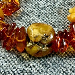 Natural Baltic Amber Necklace 19” Butterscotch Nuggets Large Center Amber Bead