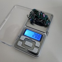 Handcrafted Dichroic Fused Glass Bracelet | Square Links | Blue-Green